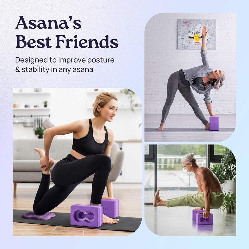 Deep-Zen ® Yoga Blocks Wrist Support; Yoga Blocks 2 Pack with Knee Pads and Strap to Put Less Weight on Wrists; Durable, Versatile Yoga Brick Exercise Block Set, Blocks Yoga - Image 5